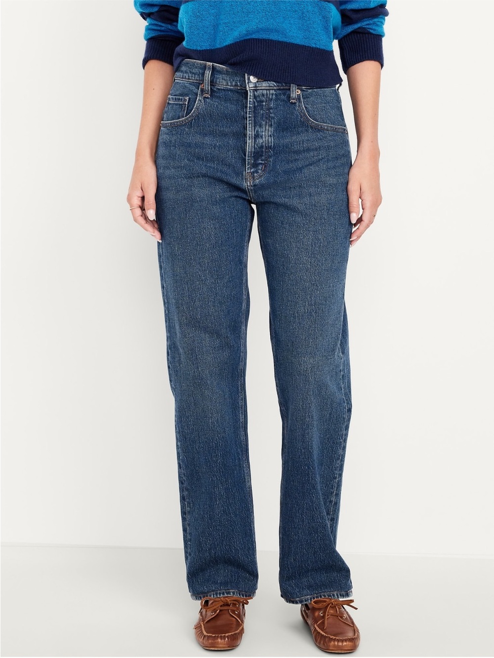 Old Navy Slouchy Straight Jeans Women’s Size 16 Medium Wash Button Fly